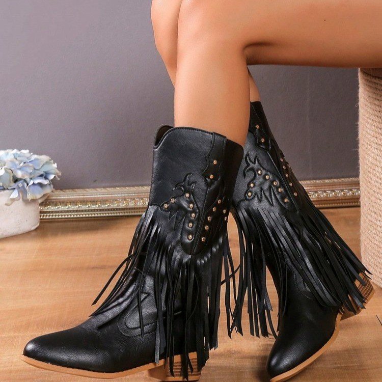 Botas vaqueras occidentales especiales con borlas para el tiempo libre