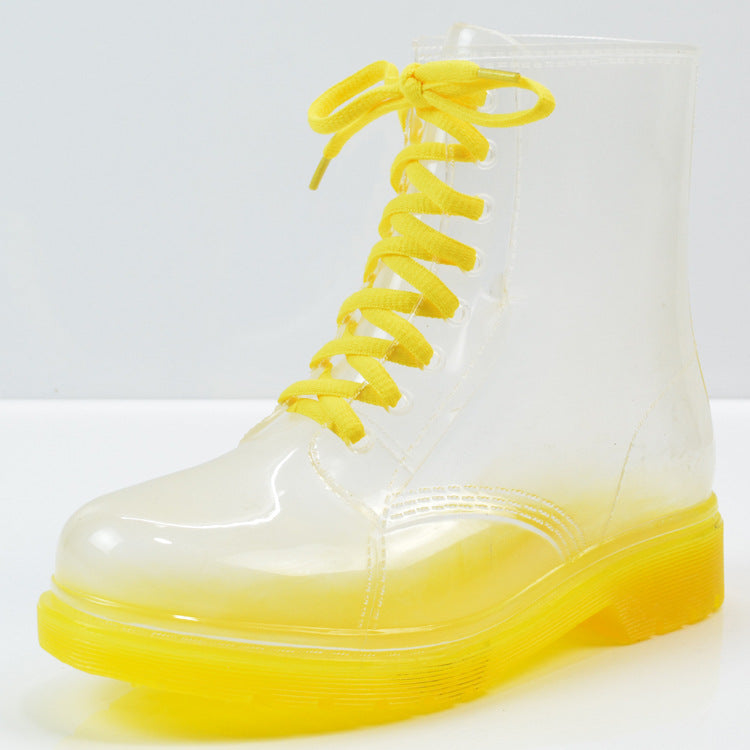 Ladies flat-heel transparent rain boots