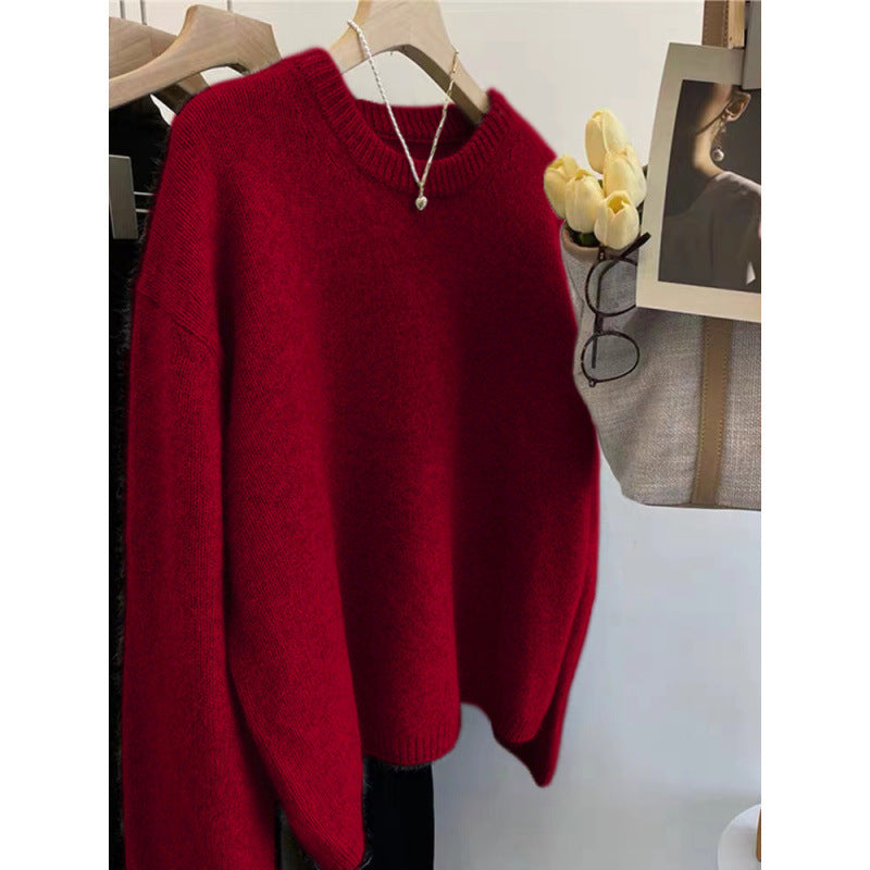 Japanese Leisure Idle Style Milk Huhoo Round Neck Sweater For Women