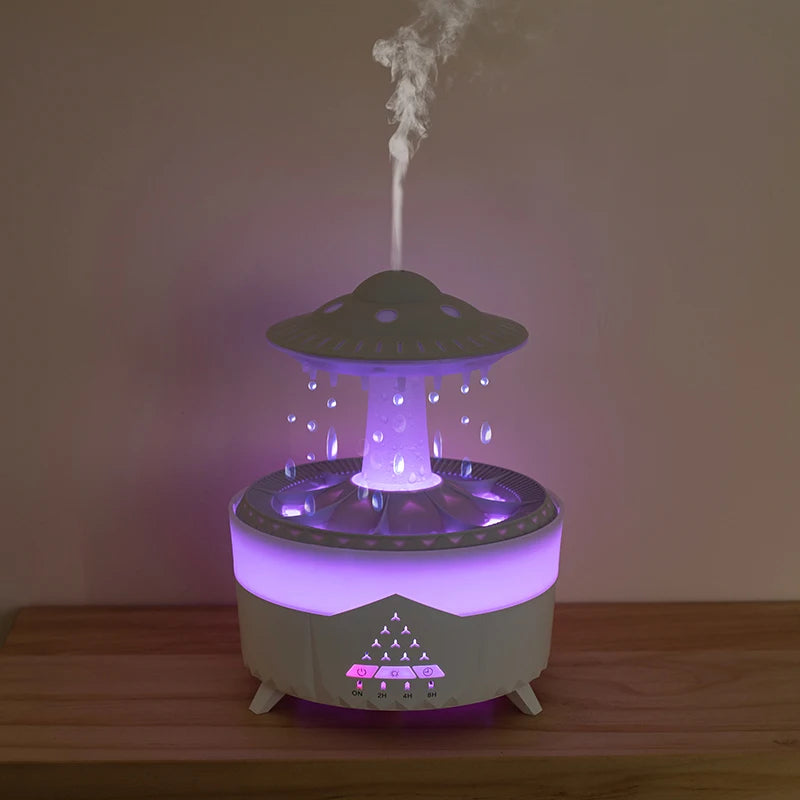 Neuer UFO-Luftbefeuchter mit Regentropfen, Luftbefeuchter mit Wassertropfen, USB-Aromatherapie, ätherische Öle, Aroma-Luftverteiler, Haushaltsnebel-Hersteller, Wohnkultur