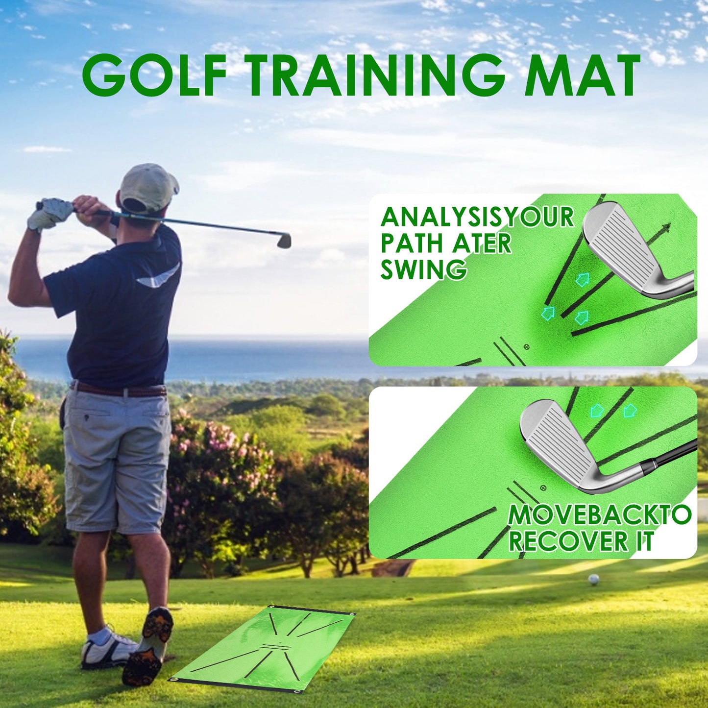 Alfombrilla de práctica para swing de golf, alfombrilla de interior para uso familiar, alfombrilla de práctica gruesa
