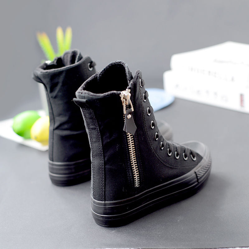 Canvasstiefel mit hohem Schaft und Plateau