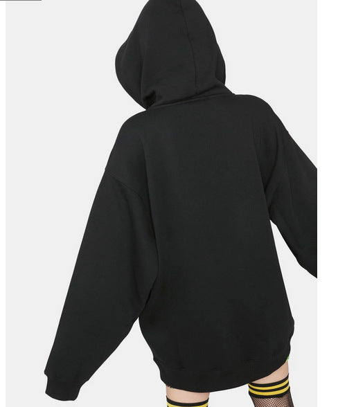 Skull Print Loose Hooded Sweater