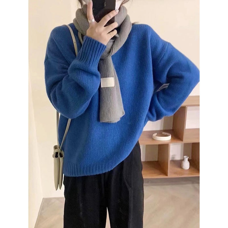 Japanese Leisure Idle Style Milk Huhoo Round Neck Sweater For Women