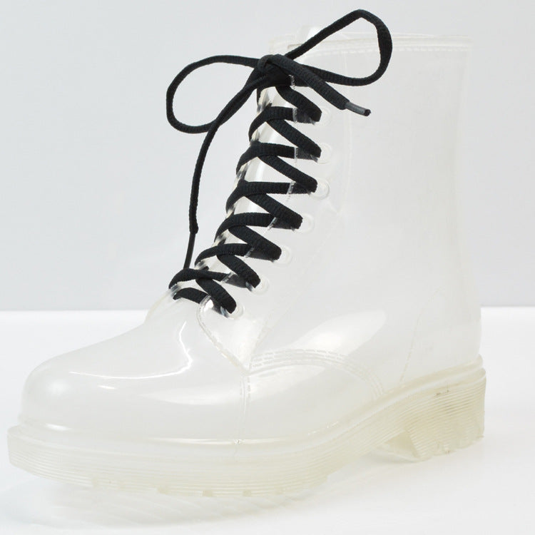 Ladies flat-heel transparent rain boots