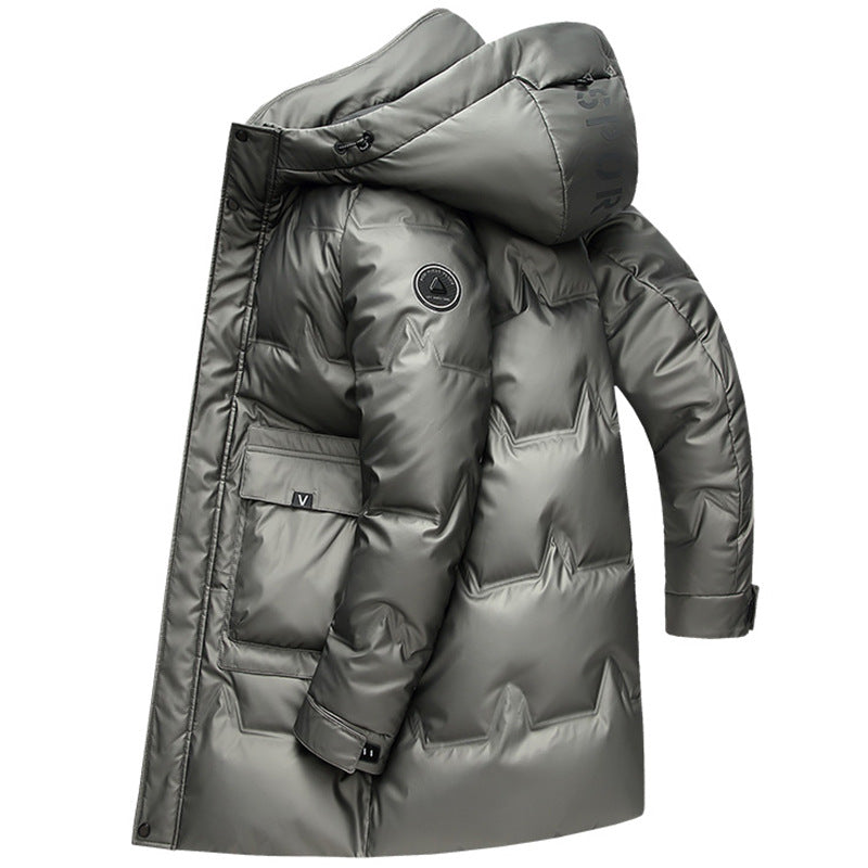 Chaqueta de plumón con capucha simple y gruesa para hombre