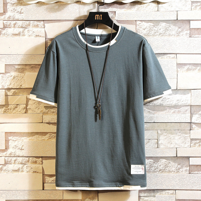 Men's 2022 Spring And Autumn Long-sleeved T-shirt Loose All-match Casual Round Neck Pullover Student Men's Solid Color Sweater Trendy T