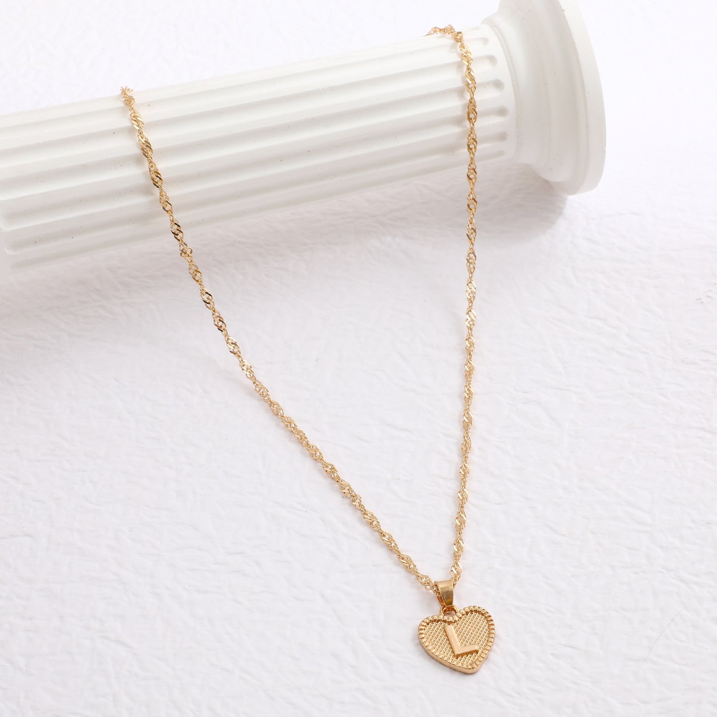 Simple Women's Heart Letter Necklace Love Pendant Clavicle Chain