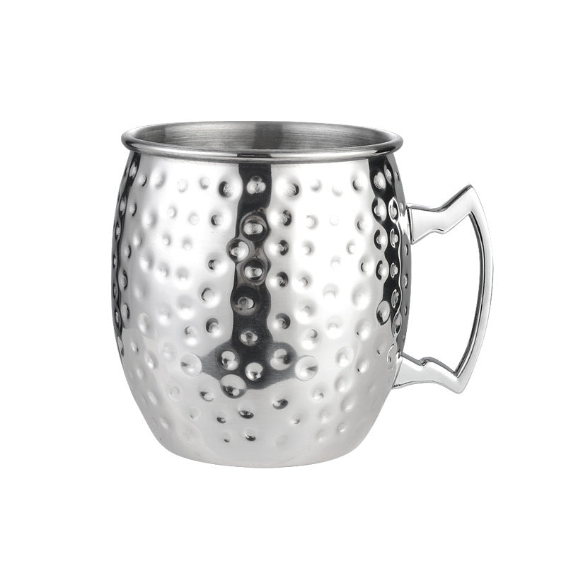 Copa Moscow Mule de gran venta, copa de acero inoxidable 304 con punta de martillo bañada en cobre, copa de vino desnuda, copa de cóctel