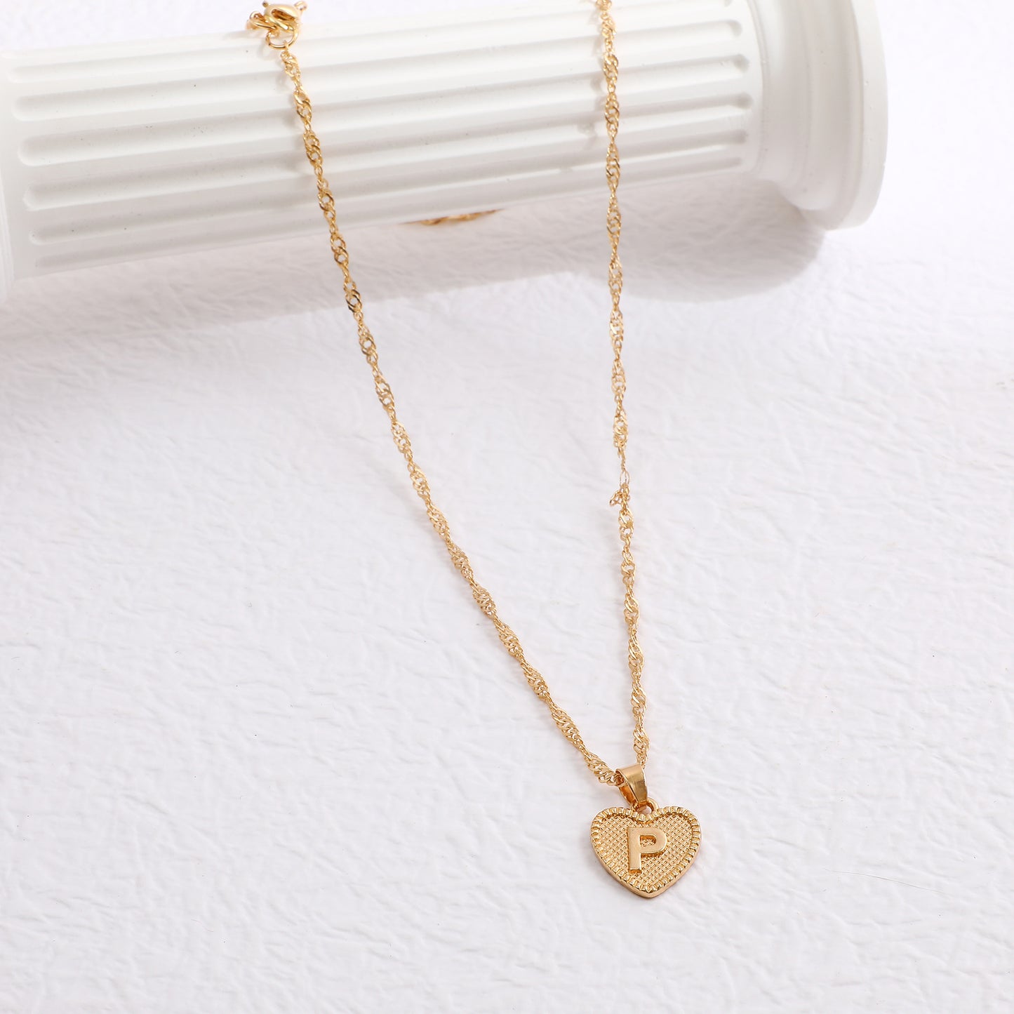 Simple Women's Heart Letter Necklace Love Pendant Clavicle Chain