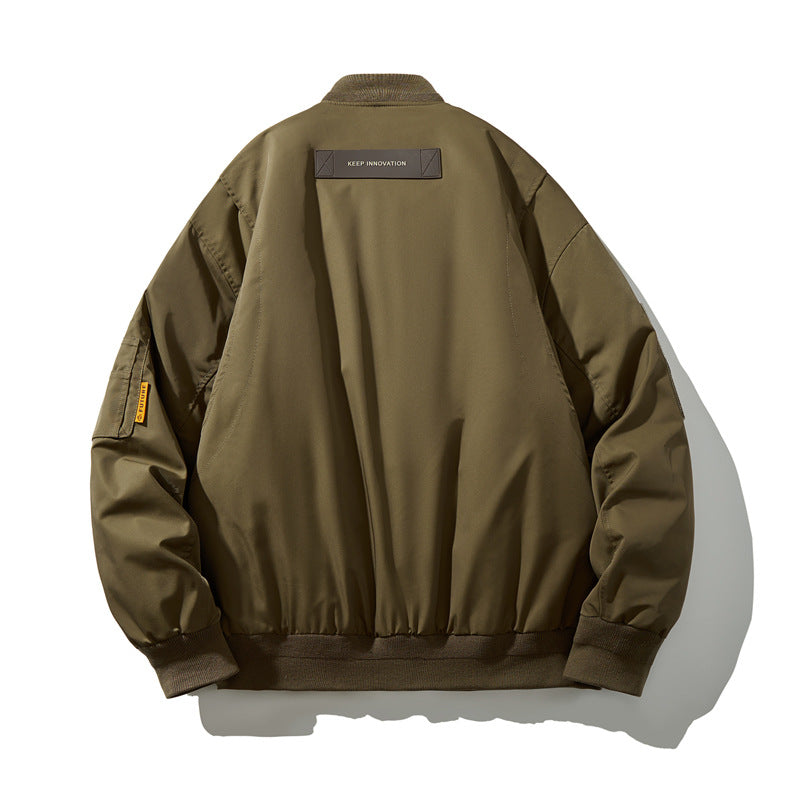 Chaqueta holgada con cuello de béisbol de invierno para hombre