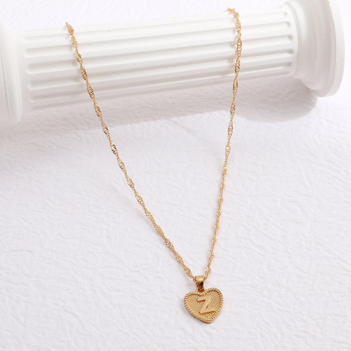 Simple Women's Heart Letter Necklace Love Pendant Clavicle Chain
