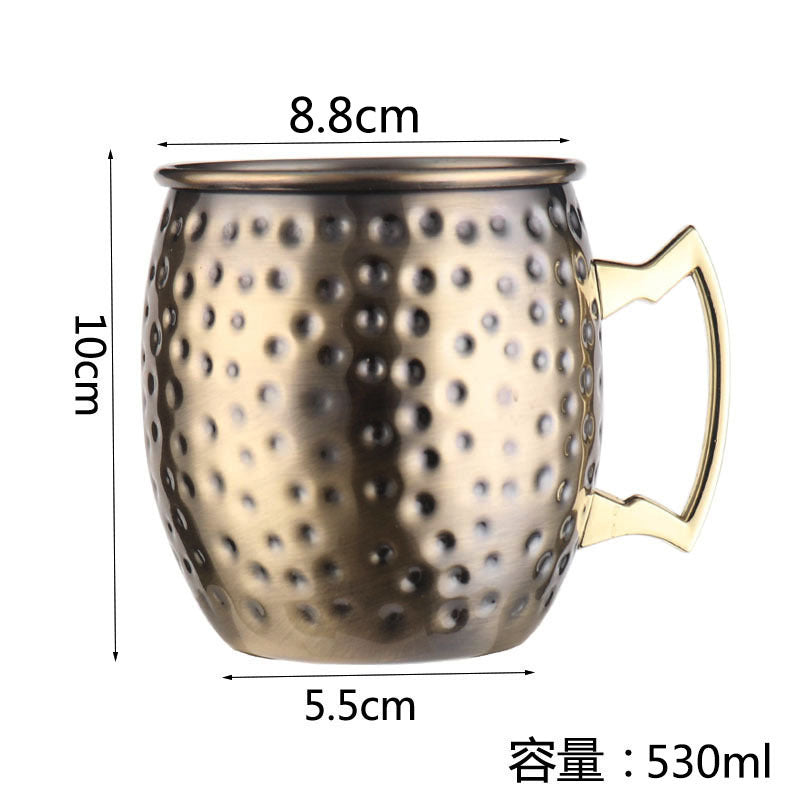 Copa Moscow Mule de gran venta, copa de acero inoxidable 304 con punta de martillo bañada en cobre, copa de vino desnuda, copa de cóctel