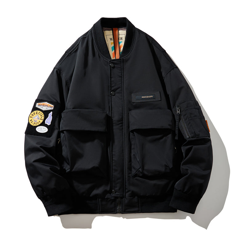 Chaqueta holgada con cuello de béisbol de invierno para hombre
