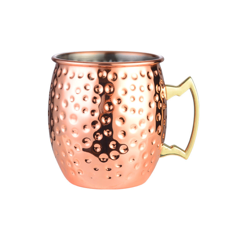 Copa Moscow Mule de gran venta, copa de acero inoxidable 304 con punta de martillo bañada en cobre, copa de vino desnuda, copa de cóctel