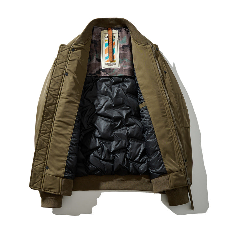 Chaqueta holgada con cuello de béisbol de invierno para hombre