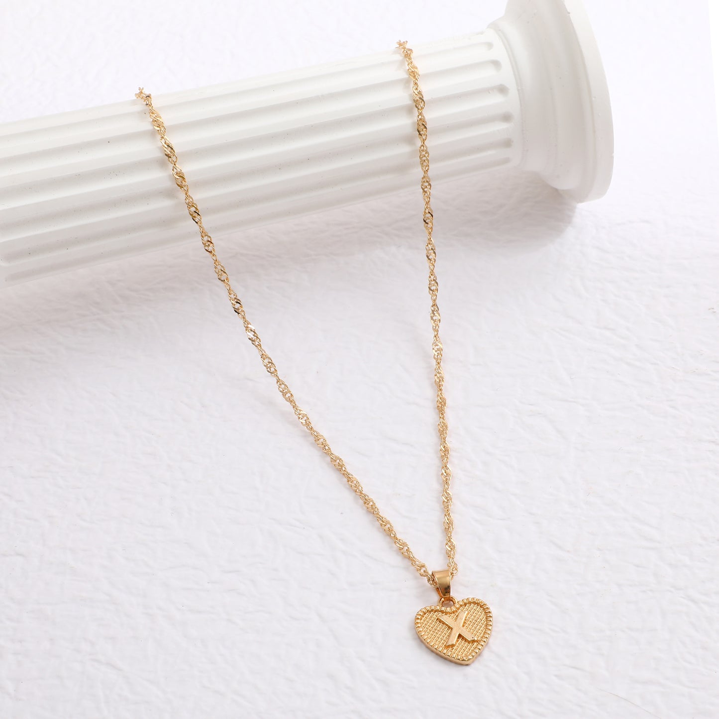 Simple Women's Heart Letter Necklace Love Pendant Clavicle Chain