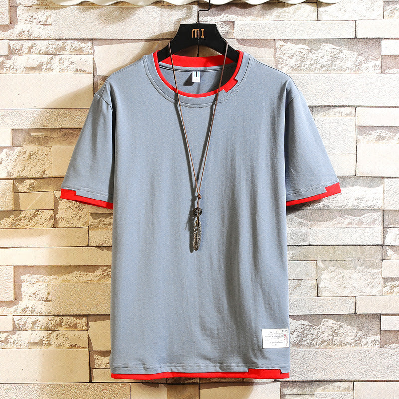 Men's 2022 Spring And Autumn Long-sleeved T-shirt Loose All-match Casual Round Neck Pullover Student Men's Solid Color Sweater Trendy T