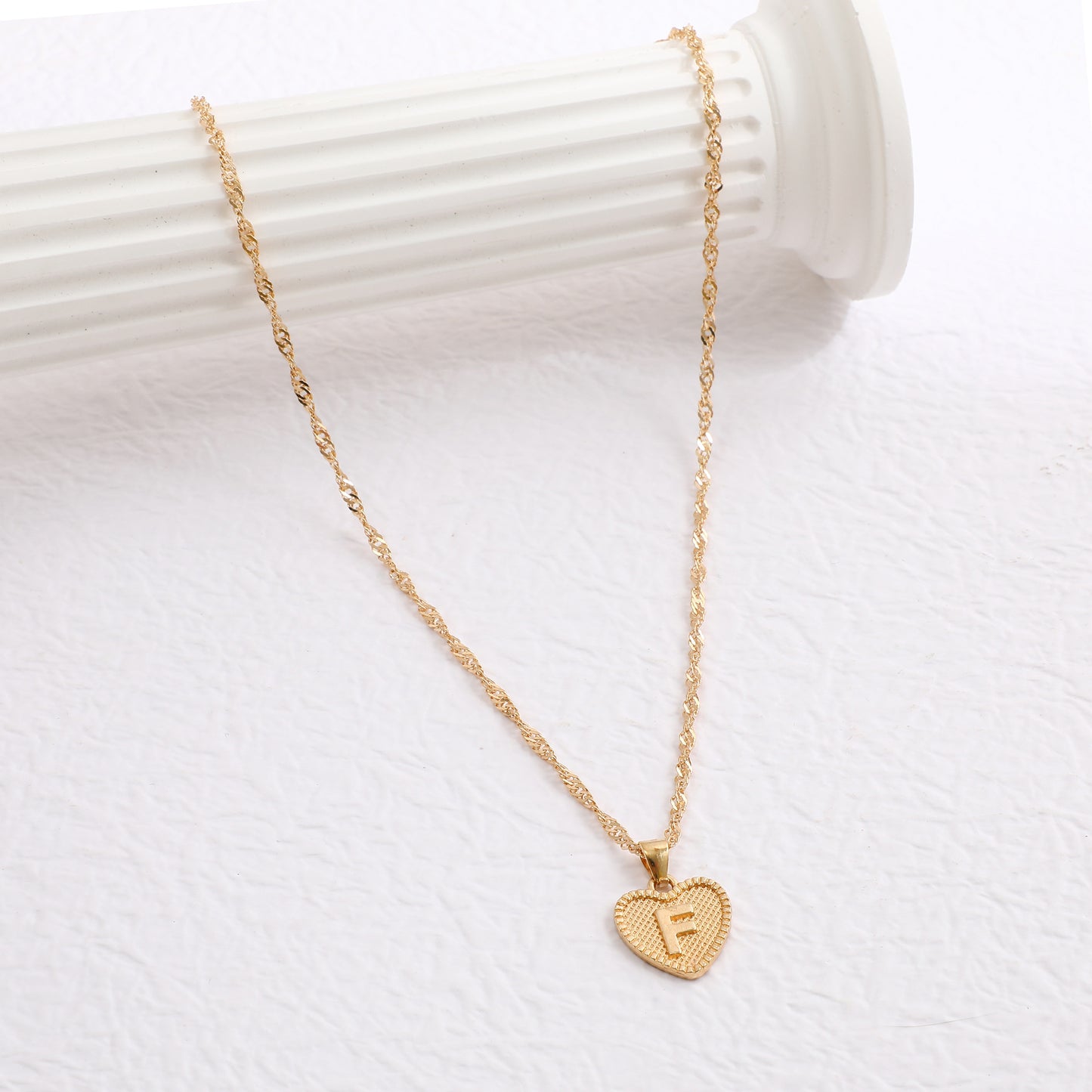 Simple Women's Heart Letter Necklace Love Pendant Clavicle Chain