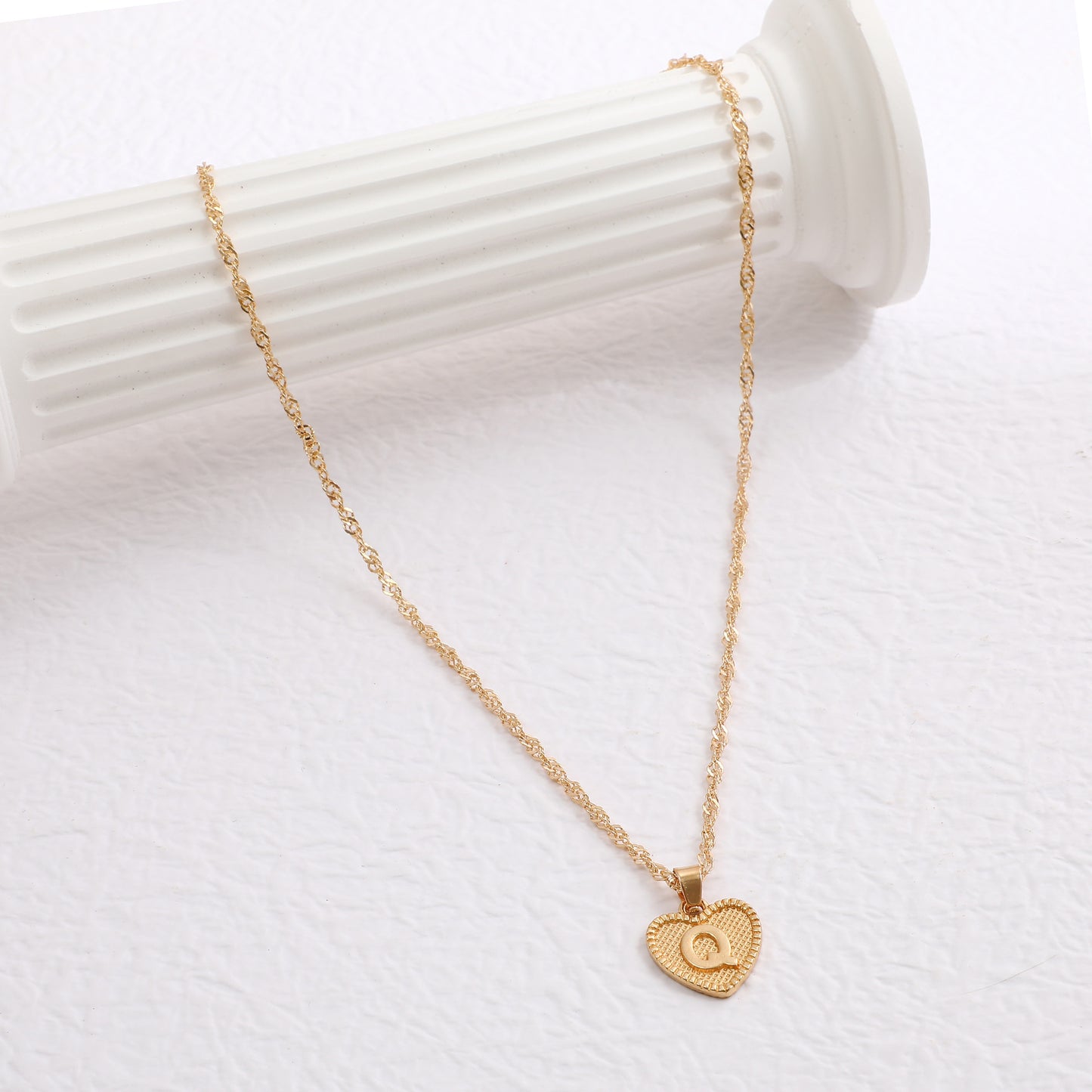 Simple Women's Heart Letter Necklace Love Pendant Clavicle Chain