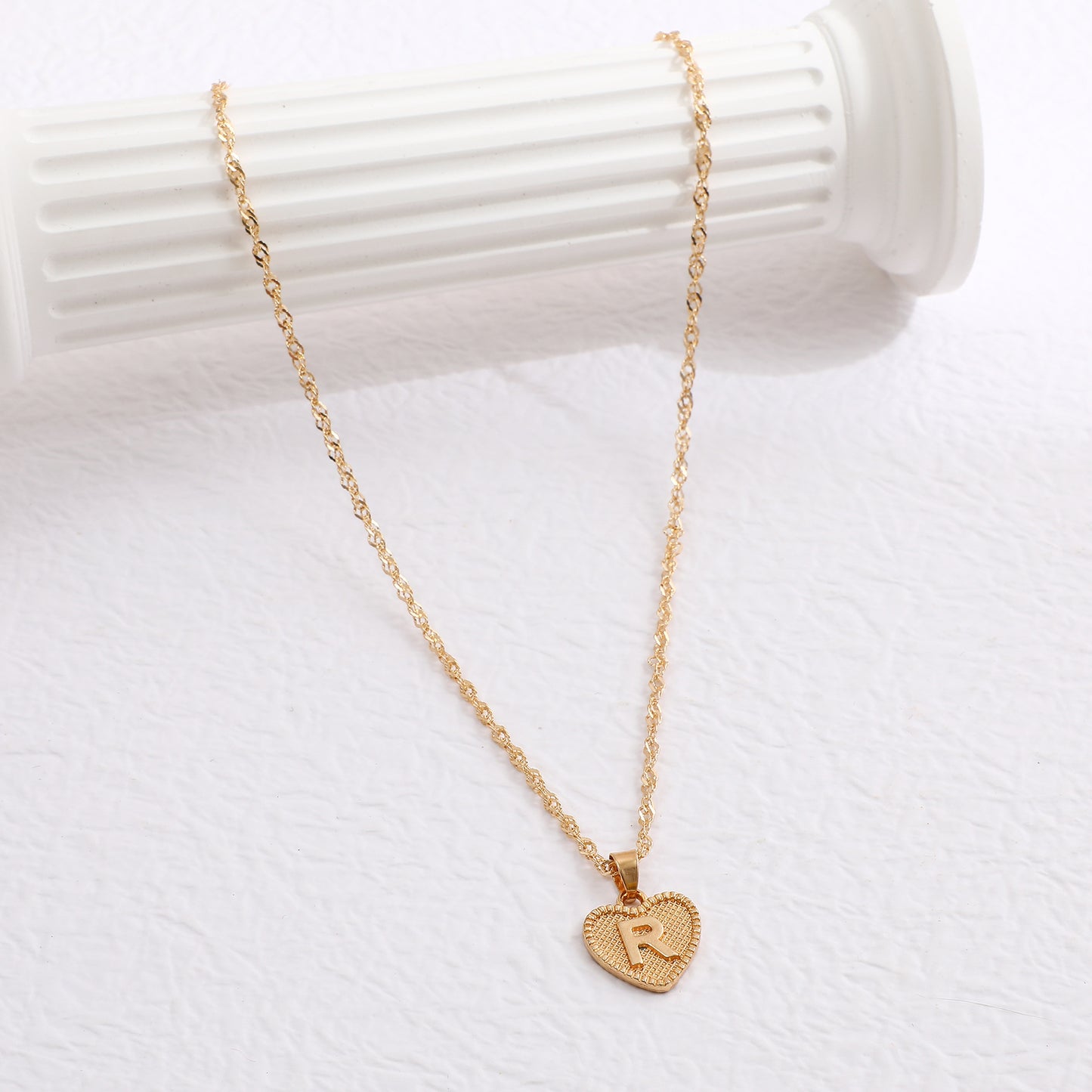 Simple Women's Heart Letter Necklace Love Pendant Clavicle Chain