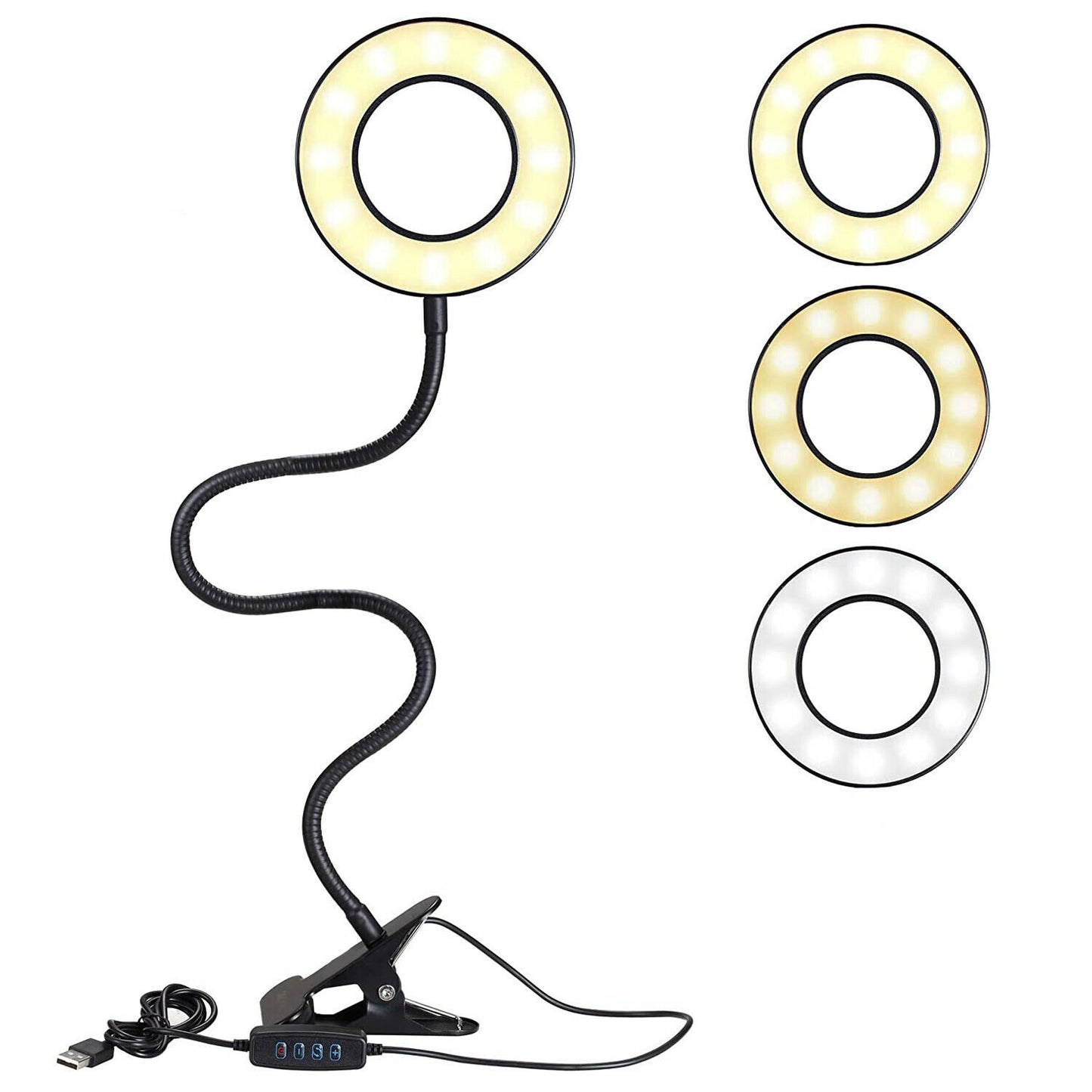 Clip-On Schreibtischlampe LED Flexibler Arm USB Dimmbar Studie Lesetisch Nachtlicht