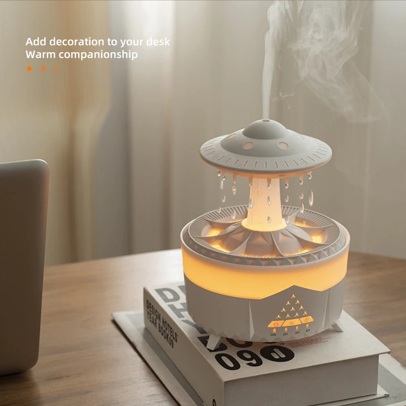 Neuer UFO-Luftbefeuchter mit Regentropfen, Luftbefeuchter mit Wassertropfen, USB-Aromatherapie, ätherische Öle, Aroma-Luftverteiler, Haushaltsnebel-Hersteller, Wohnkultur