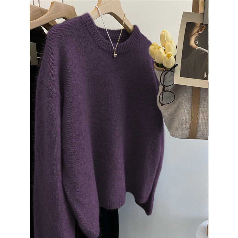 Japanese Leisure Idle Style Milk Huhoo Round Neck Sweater For Women