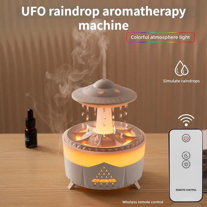 Neuer UFO-Luftbefeuchter mit Regentropfen, Luftbefeuchter mit Wassertropfen, USB-Aromatherapie, ätherische Öle, Aroma-Luftverteiler, Haushaltsnebel-Hersteller, Wohnkultur