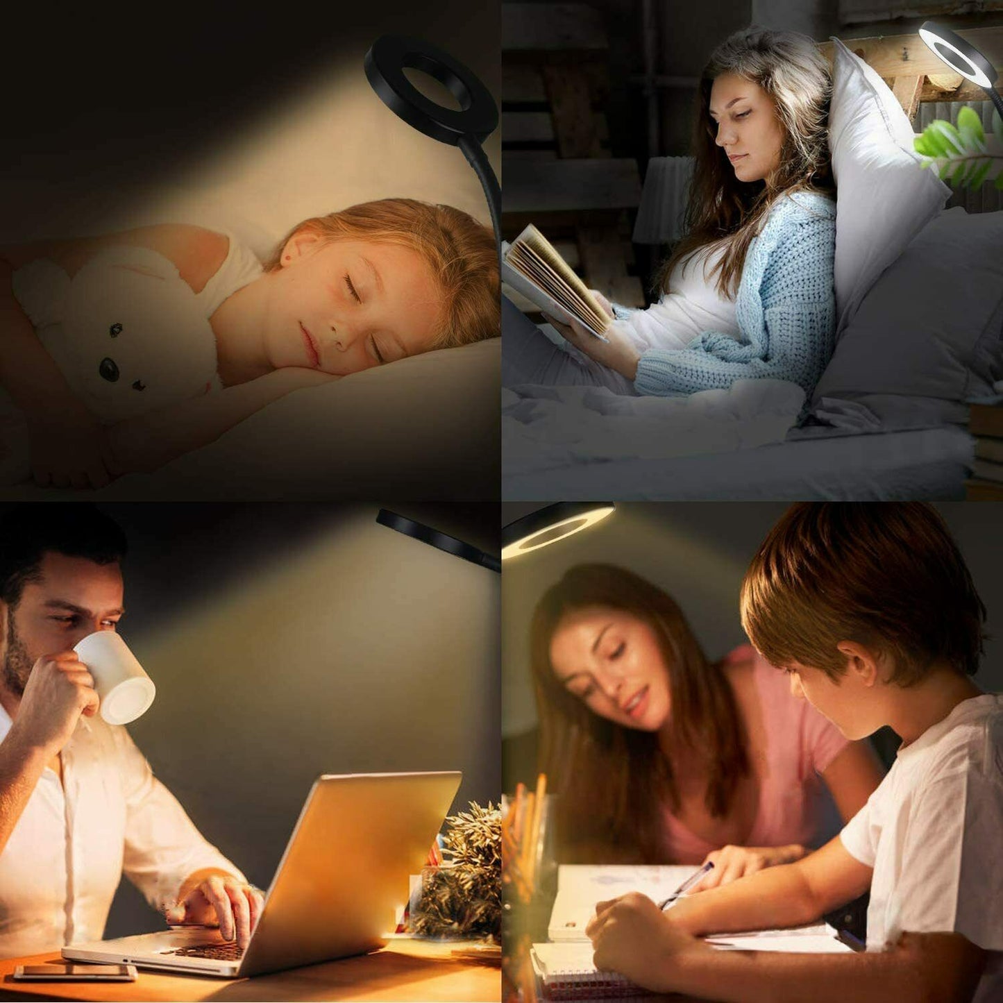 Clip-On Schreibtischlampe LED Flexibler Arm USB Dimmbar Studie Lesetisch Nachtlicht