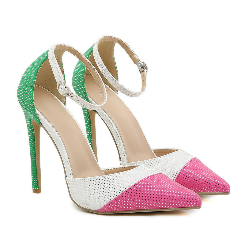 Farblich passende hohle Damen-Stilettos mit spitzer Spitze