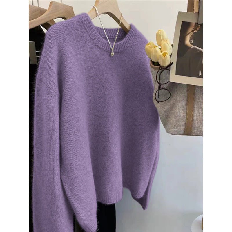 Japanese Leisure Idle Style Milk Huhoo Round Neck Sweater For Women