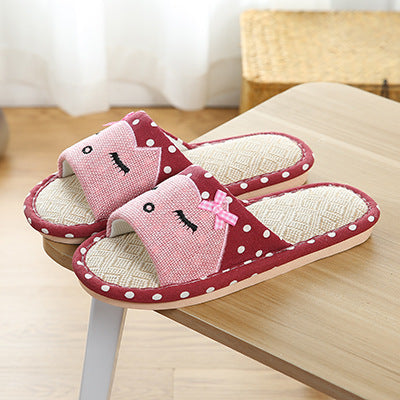 Children's Cartoon Linen Slippers Women's Summer Indoor Non-slip