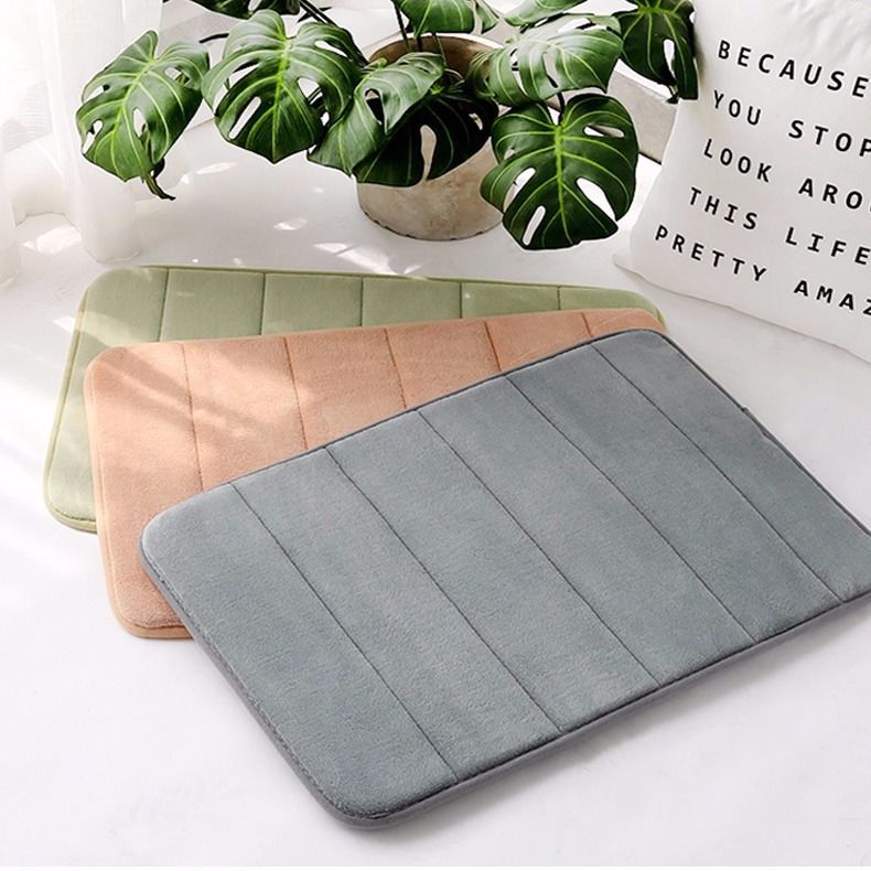 Alfombrilla de baño para el hogar, de vellón coral, con absorción de agua, antideslizante, de espuma viscoelástica, absorbente, lavable