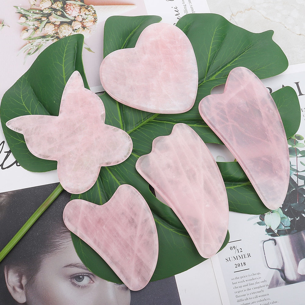 Ganze Massage Gua Sha Werkzeuge Natürlicher Rosenquarz Massagestein