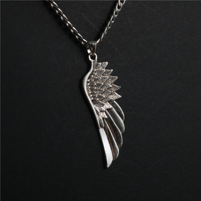 Long simple titanium steel sweater chain pendant necklace