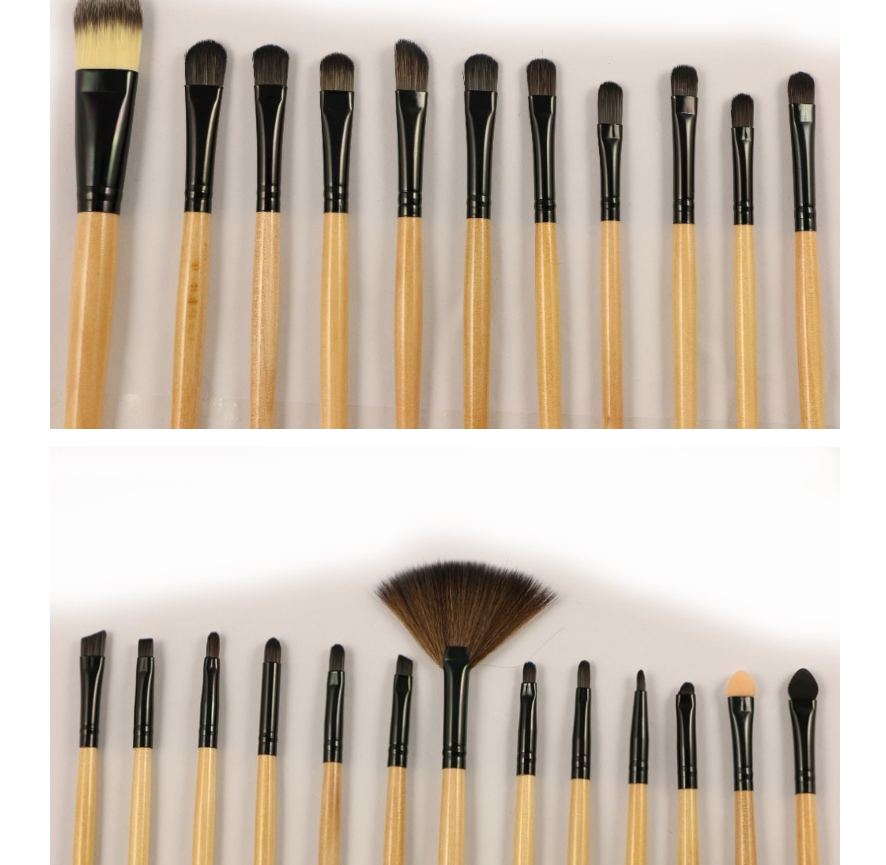 Juego de 32 brochas de maquillaje profesionales de rayón de color madera negra