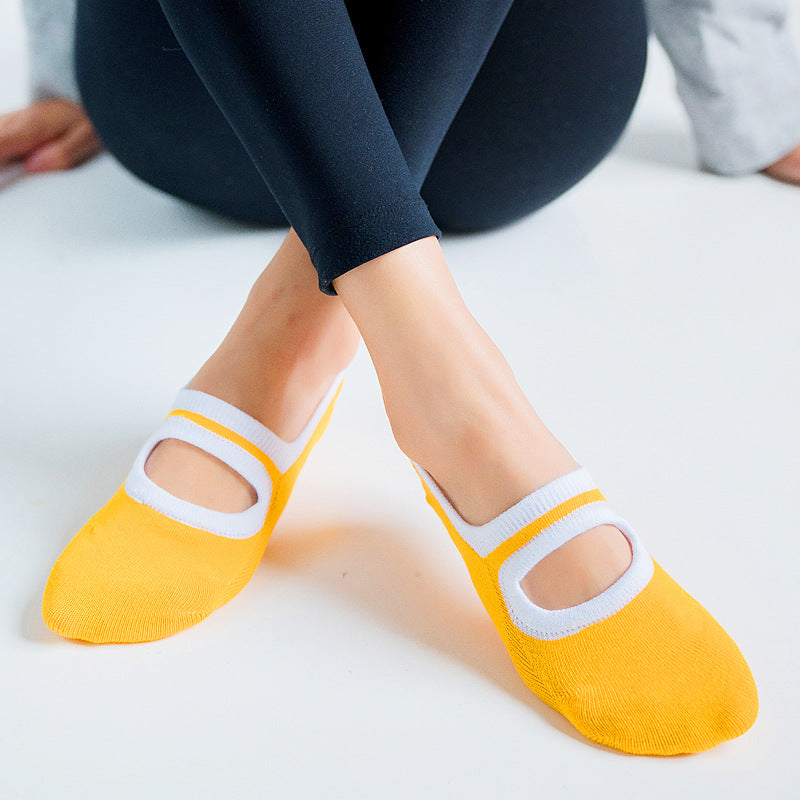 Rutschfeste Bodensocken für das Fitnessstudio im Innenbereich mit offener Rückseite