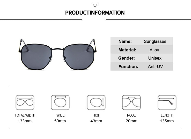Metal Polygonal Sunglasses Men's And Women's Fashion Sunglasses