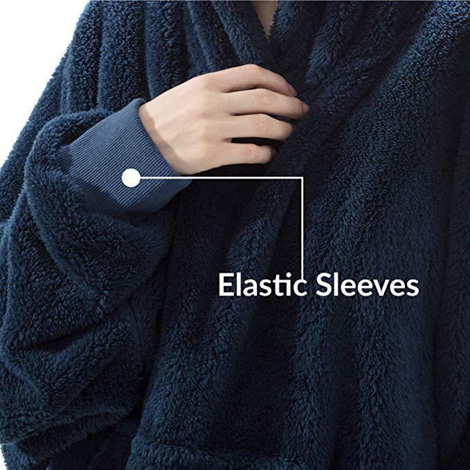 Sudadera con capucha y bolsillos grandes, suéter cómodo, suelto, de doble cara, de vellón, más grueso, manta usable