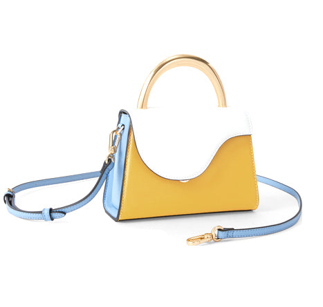 Gebogene, farbblockierende Handgelenktasche aus Metall, tragbare Messenger-Tasche für Damen
