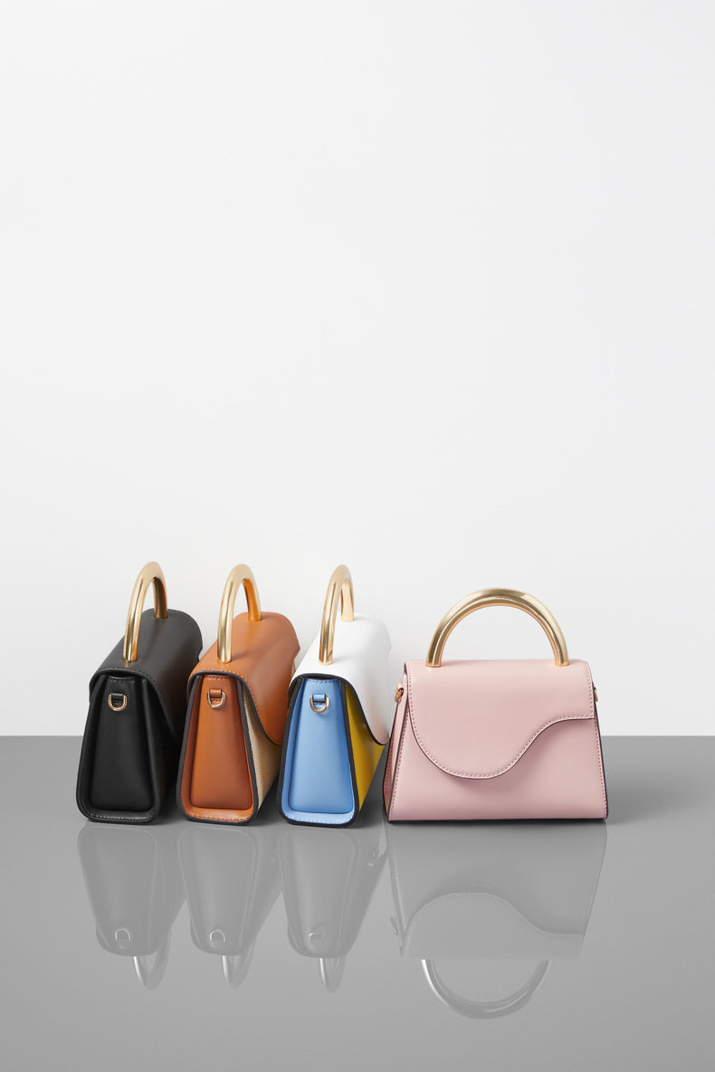 Gebogene, farbblockierende Handgelenktasche aus Metall, tragbare Messenger-Tasche für Damen