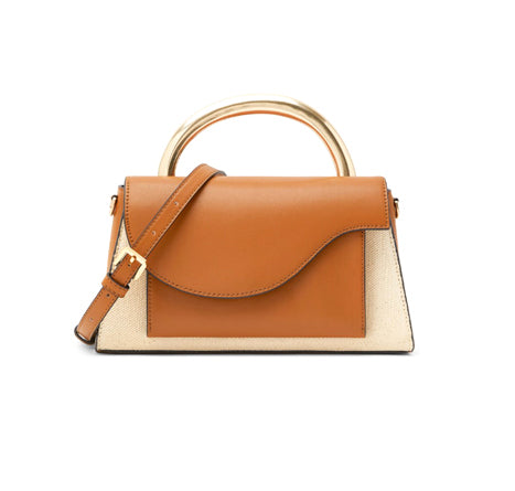 Gebogene, farbblockierende Handgelenktasche aus Metall, tragbare Messenger-Tasche für Damen