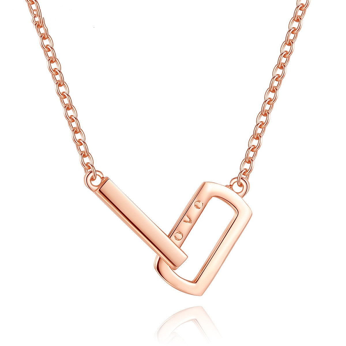 Cadena de clavícula sencilla en oro rosa con letra LOVE