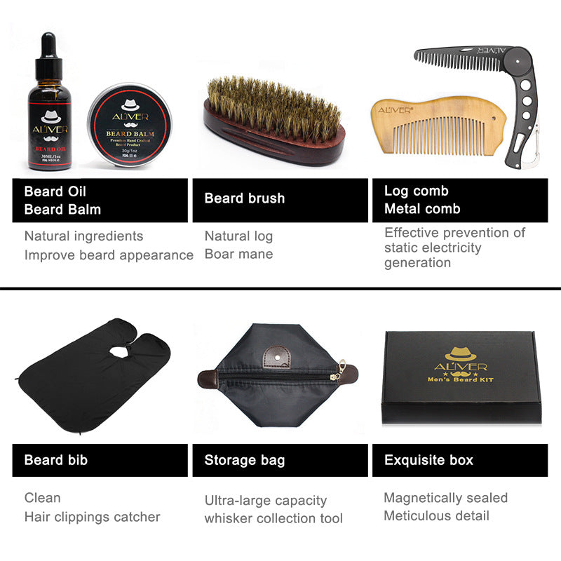 Juego de afeitado de barba y cabello para hombre, herramienta de baño, cepillo, peine, tijeras de afeitar, juego de peinado limpio