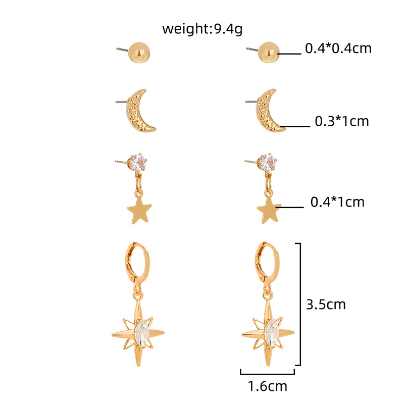 Star Moon 4-piece Set Stud Fashion