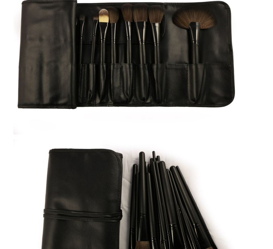 Juego de 32 brochas de maquillaje profesionales de rayón de color madera negra