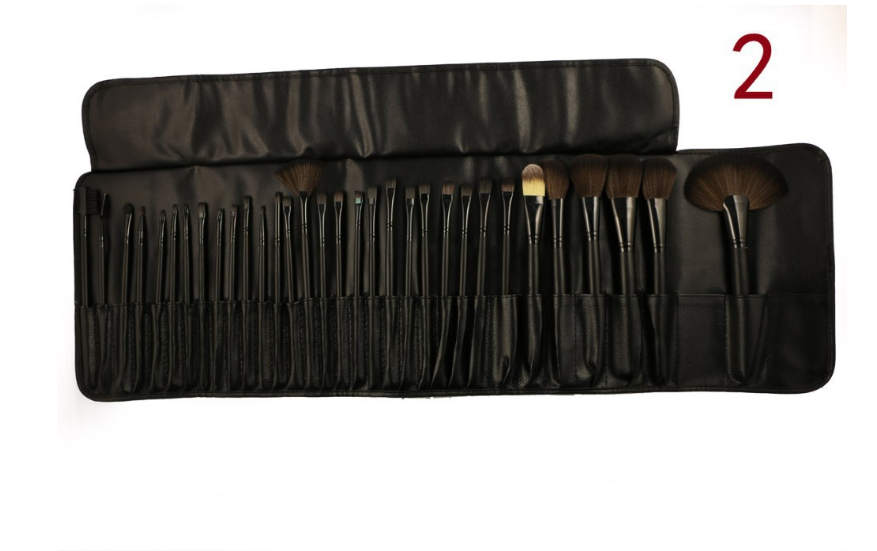Juego de 32 brochas de maquillaje profesionales de rayón de color madera negra