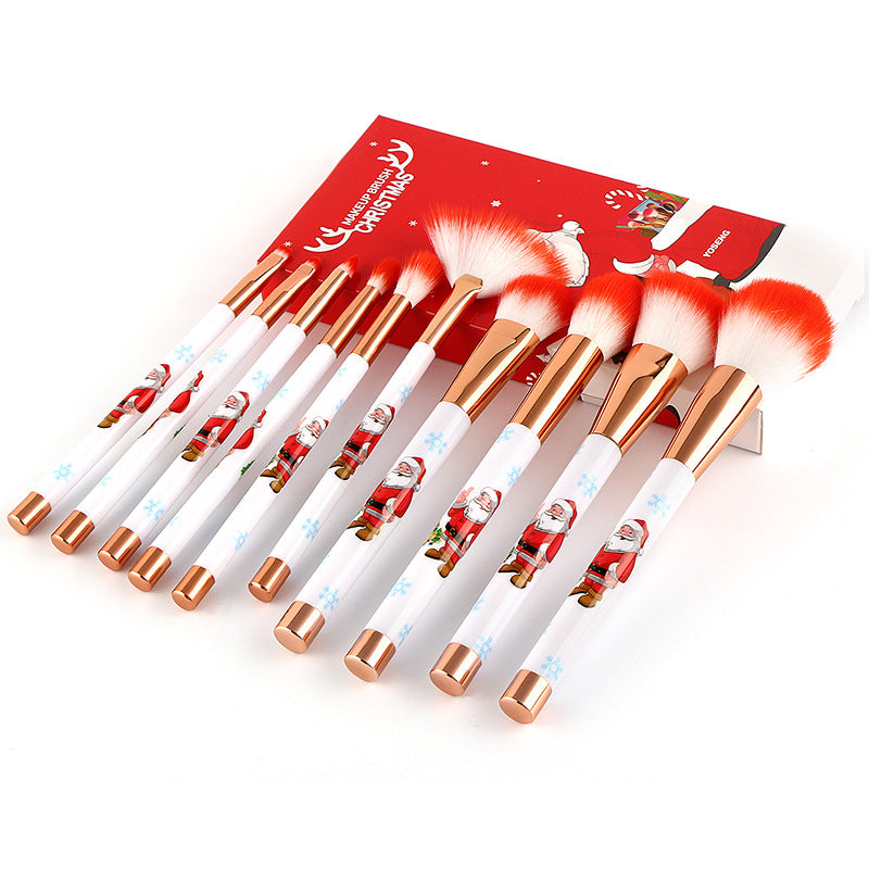 Tragbarer Weihnachts-Make-up-Pinsel mit rotem Griff