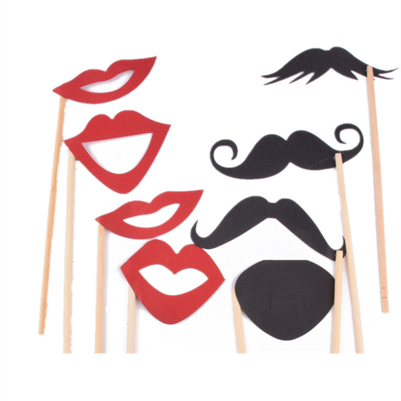 Paper Glasses Red Lips And Paper Mustache Photo Props